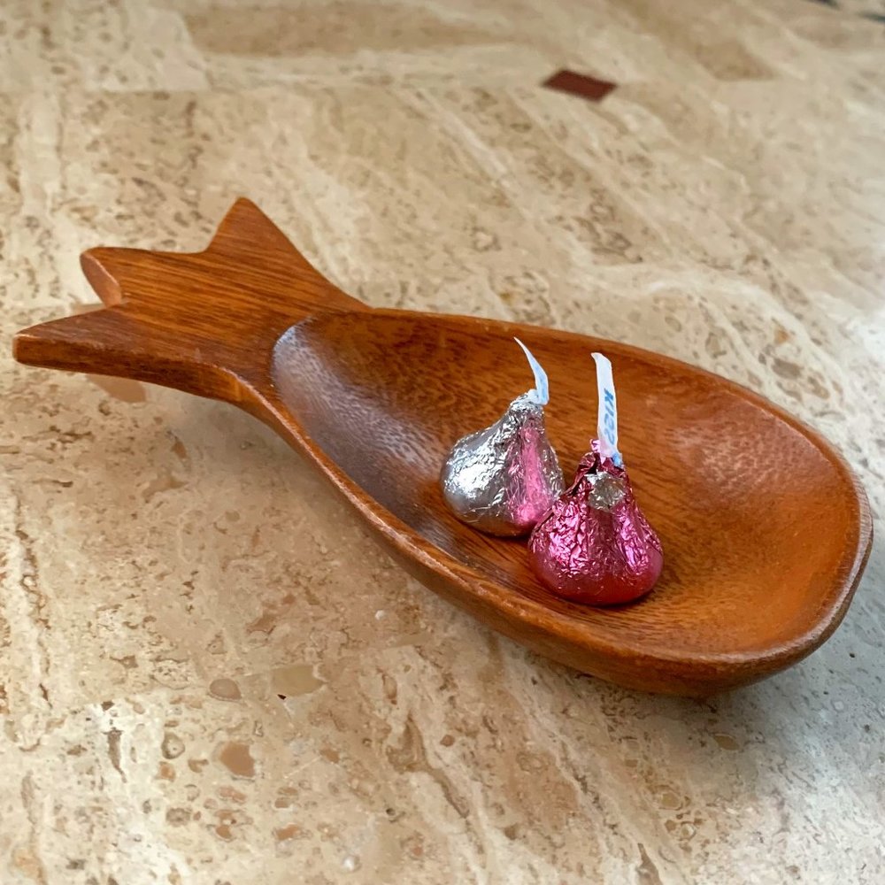 Wood Pineapple Dish Bowl Candy Nuts Trinkets Jewelry Tropical Tiki Bar
